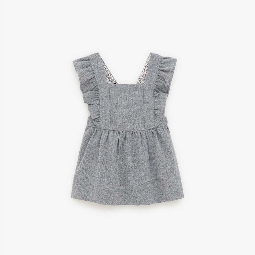 NWT Zara Baby Ruffled Flannel Pinafore Dress Size 9-12 months